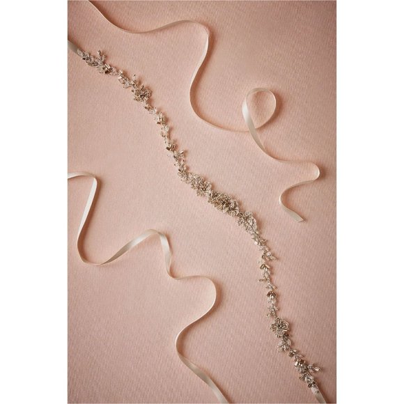 BHLDN Blossom Veils Wedding Rose Sparkle Sash - $260 - Champagne New In Box - Picture 1 of 8